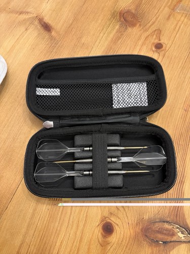 Black hard shell darts - darts, case
